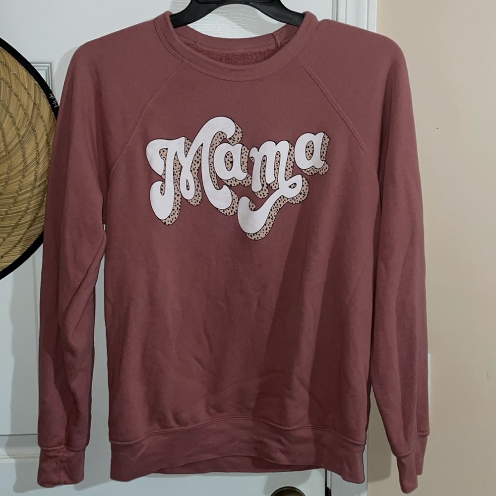 Bella Canvas medium Mama mauve pink Leopard sweatshirt